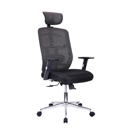 Techni Mobili Techni Mobili RTA-1010-BK High Back Executive Mesh Office Chair with Arms; Lumbar Support & Chrome Base; Black - 26 x 26 x 42.75 in. RTA-1010-BK